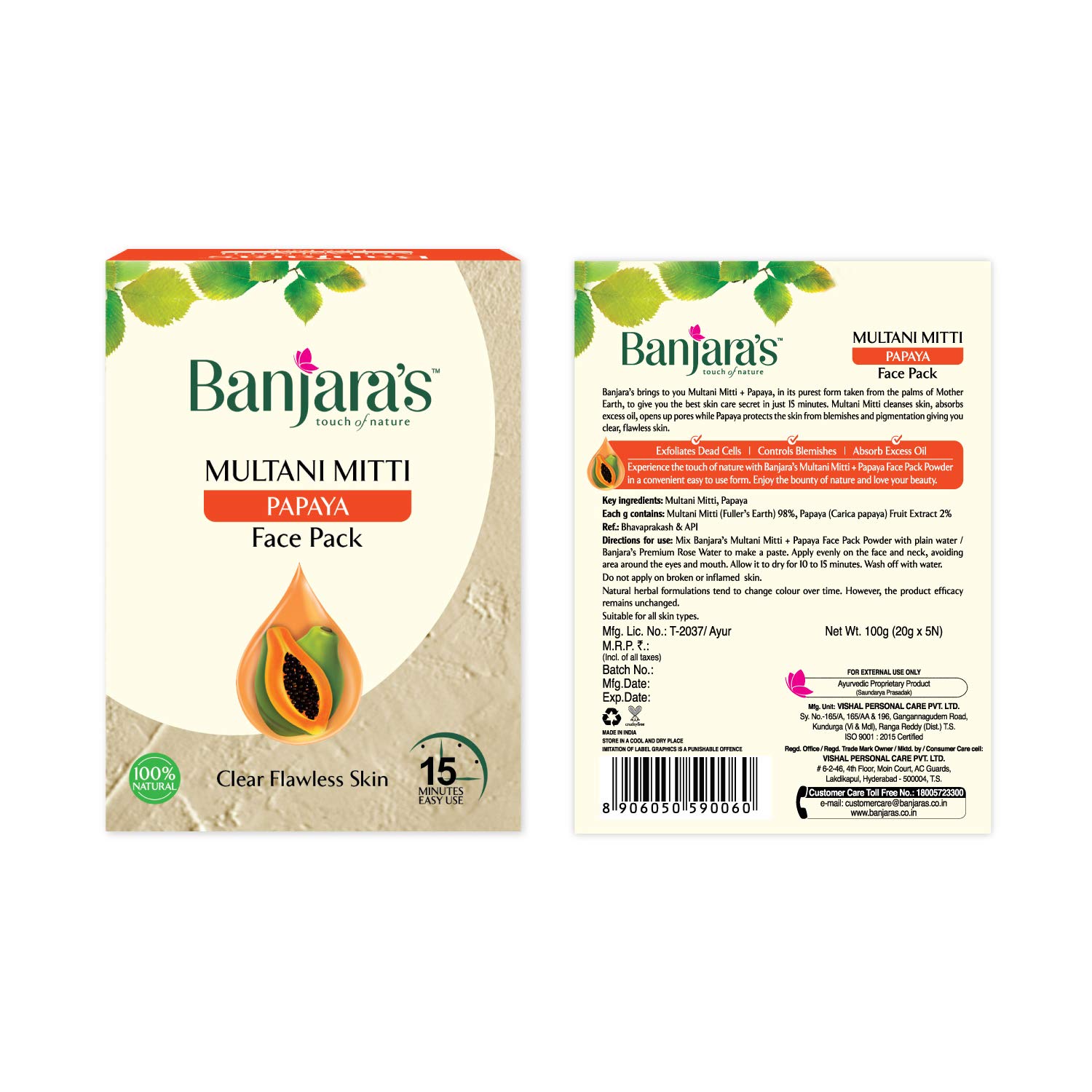 Banjaras Multani Mitti Papaya Face Pack